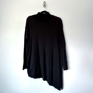 Worthington Black Petite Turtleneck Asymmetrical Hem Sweater